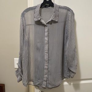 Black and White Sheer Button Down Shirt SZ Medium